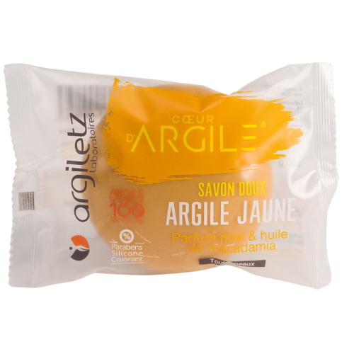 Savon doux à l'argile jaune, parfumé au miel et à l'huile de Macadamia