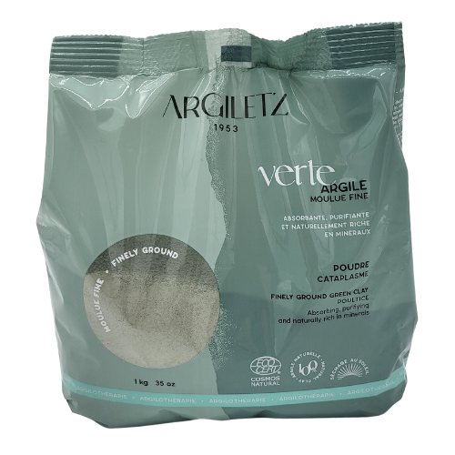 Argile verte moulue fine de 1 kg