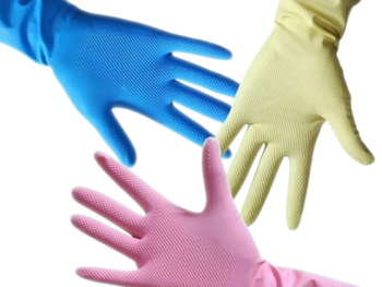 Lot de 30 paires de gants de ménages jaunes, bleus et roses