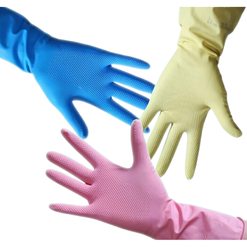 Lot de 30 paires de gants de ménages jaunes, bleus et roses